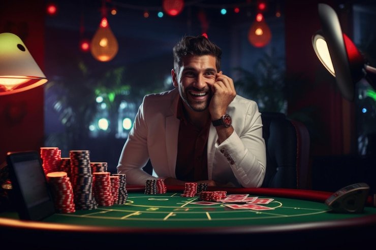Live roulette wheel and betting board